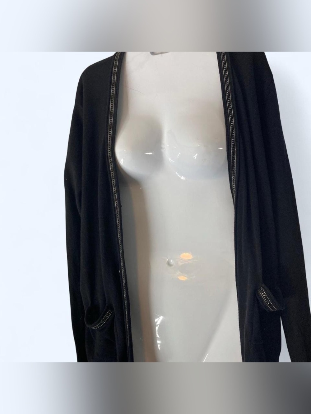 Daisy Fuentes black cardigan with beaded trim & pockets 1X